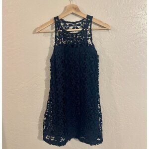 Y Hollister Y2K Style Blue Floral Cutouts Mini Sleeveless Shift Dress